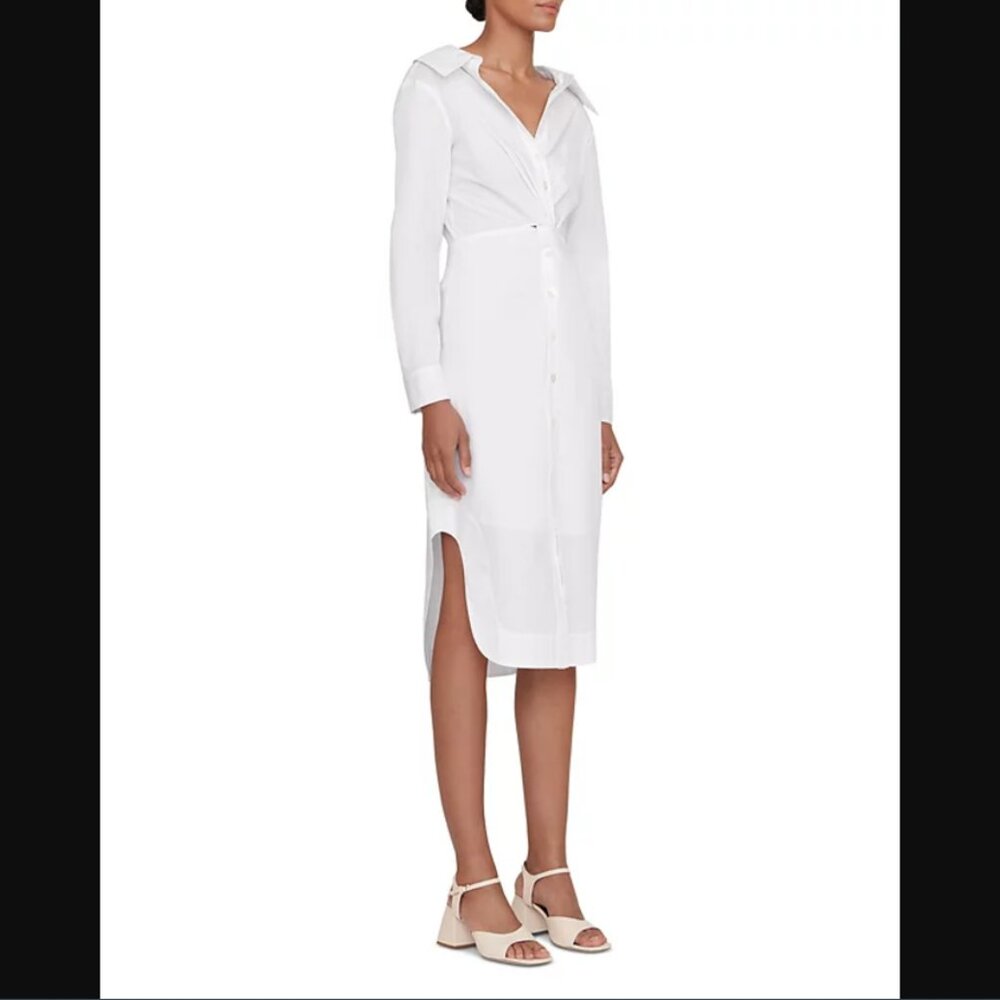 STAUD Clea Twist Front Shirt Dress, Size 4